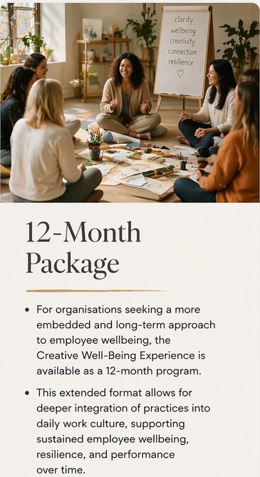 A group engaged in a 12-month employee wellbeing workshop.