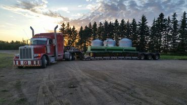 A red and green truck