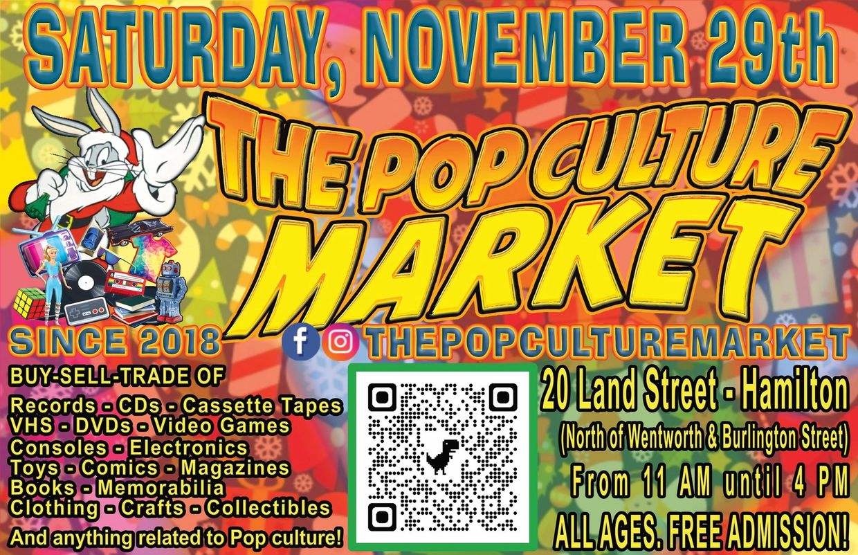 #thepopculturemarket
Saturday, November 29th!
From 11 AM until 4 PM.
ALL AGES. FREE ADMISSION!