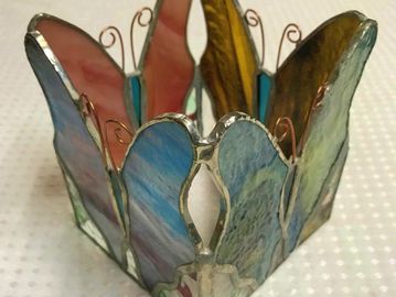 Copper foil stained glass tealight holders