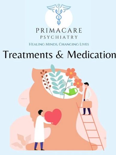 Illustration of mental health care with doctors treating a brain filled with plants and flowers.