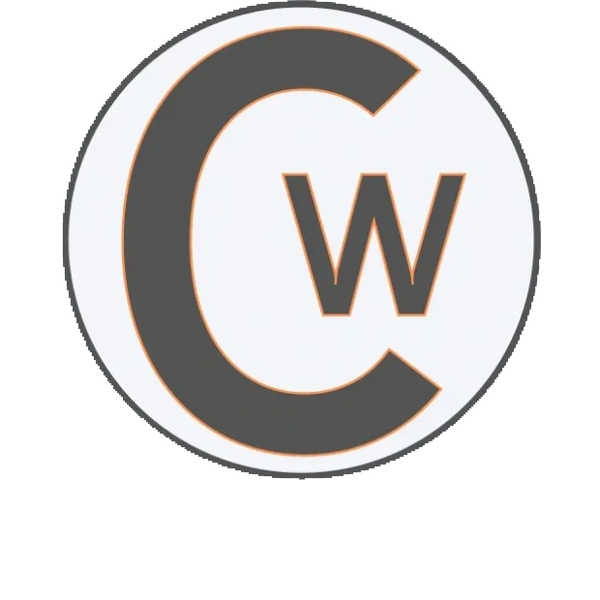 A white and black logo with the letter c in it.
