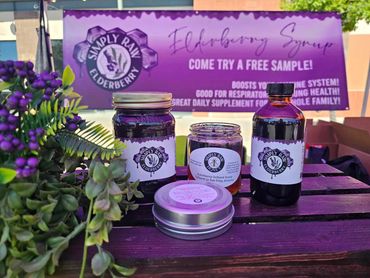 Simply Elderberry syrup bottle for natural wellness and health.

