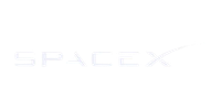 SpaceX logo in white on a black background.