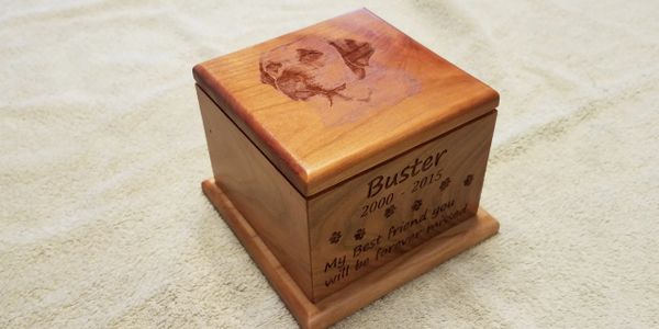 This urn is  made with cherry wood
