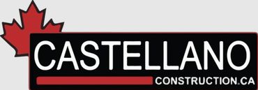 Logo for Castellano Construction with a red maple leaf symbol.