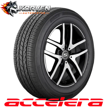 Imagen de neumático Accelera con logo Korven Automotriz.