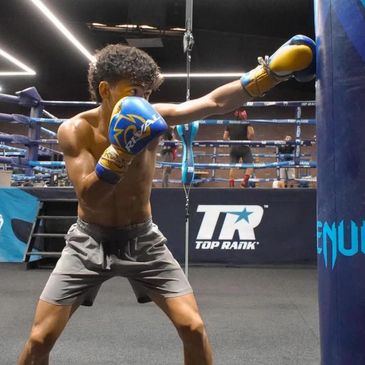 Aaron "Maximus" Garcia at TOP RANK boxing gym in Las Vegas, Nevada.