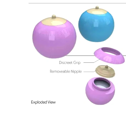 A pink and blue apple with the words " dissect grip ".