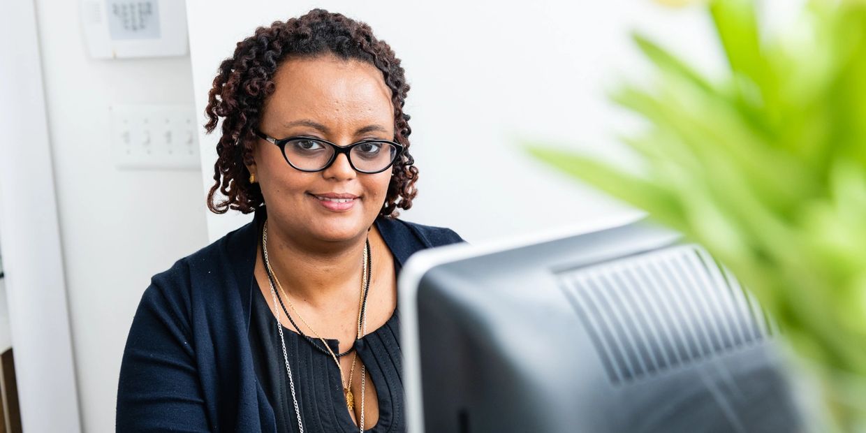 Closeup shot of woman wearing spectacles smiling