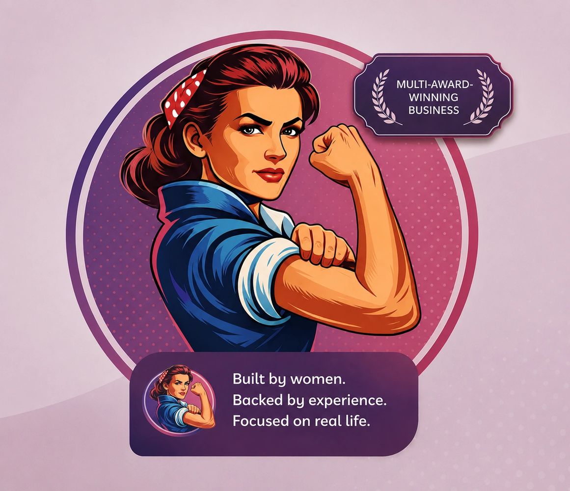 Illustration of a strong woman with a motivational business message.