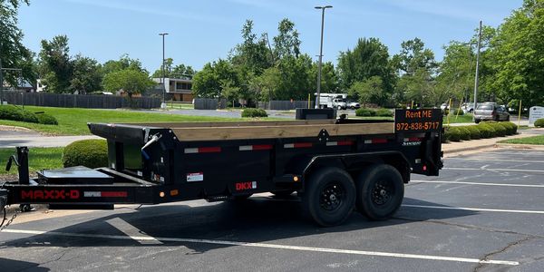 Our black 14’ dump trailer for rent