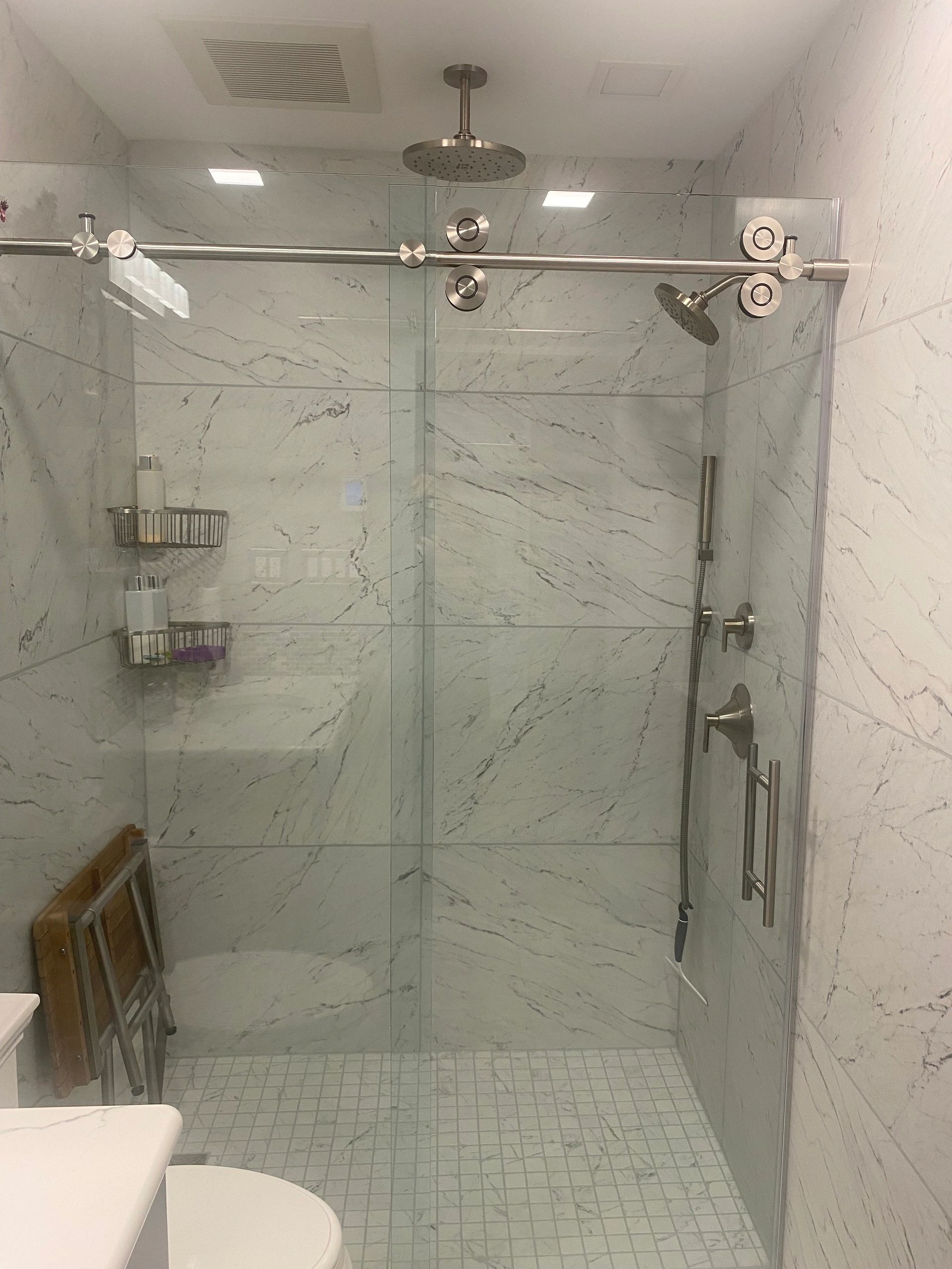 Bathroom renovation with curbless shower 