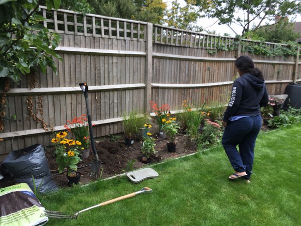 I helped Rinky with the fundamentals of gardening including how to prep soil, feed soil, dig, plant 