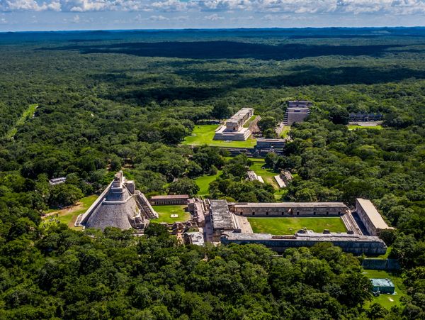 Aerial View of the Uxmal Pyramid Complex
