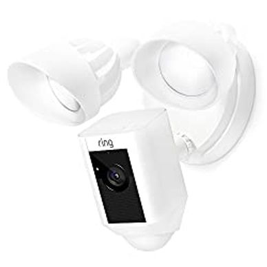 RING FLOODLIGHT CAMERA MOTION-ACTIVATED HD SECURITY CAM TWO-WAY TALK AND SIREN ALARM