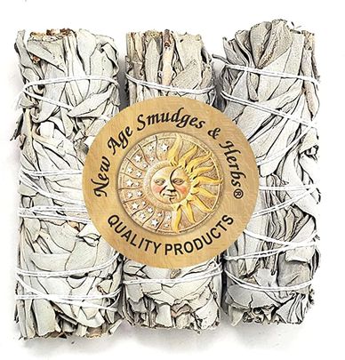 NEW AGE SMUDGES & HERBS - PREMIUM CALIFORNIA WHITE SAGE 4 INCHES LONG