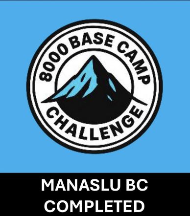 Logo for 8000 Base Camp Challenge with Manaslu BC completed.