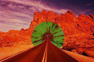 valley of fire, nevada, don't die today, vinyl record, surreal, psychedelic, photography, collage