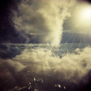 kauaʻi, nā pali coast, hawaii, holga, photography, square print, clouds, water