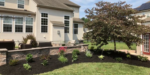 Back patio landscape design & installation 08012 Turnersville