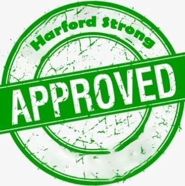 Green stamped seal saying 'Harford Strong Approved'.