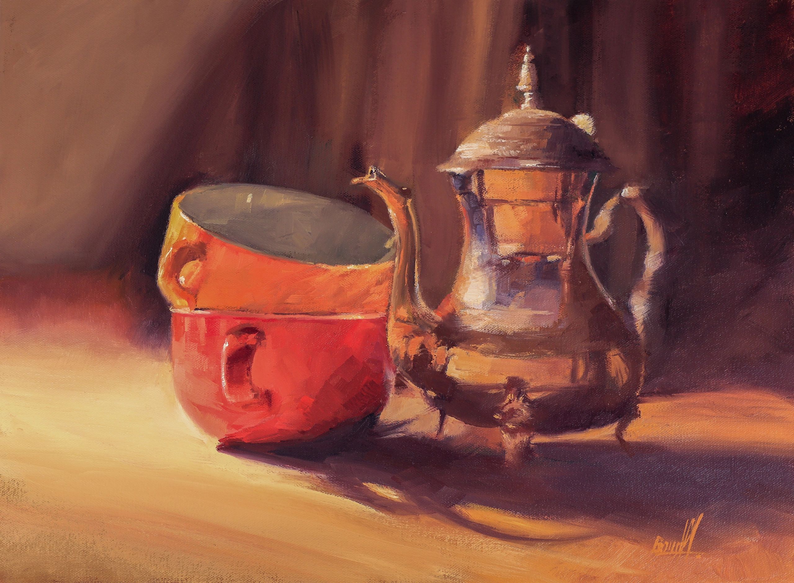 Oil on linen
Coffee jug and cups
