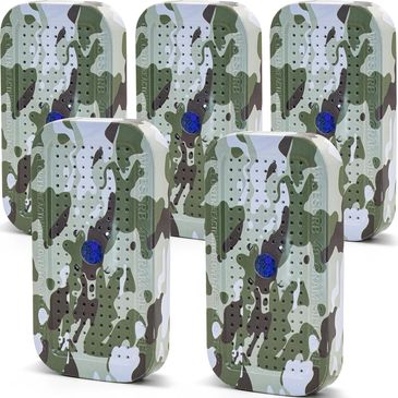 Five camouflaged handheld devices with buttons.