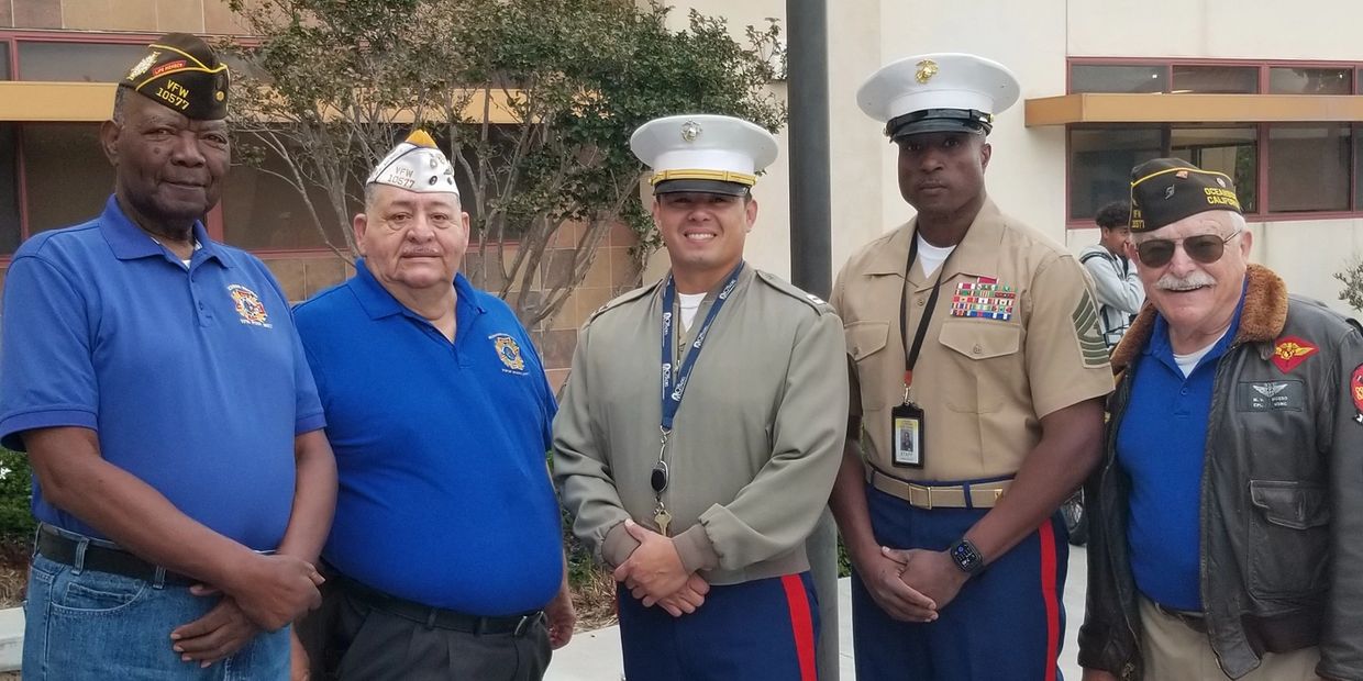 Meeting with Marines during a 9/11 service at El Camino High School
