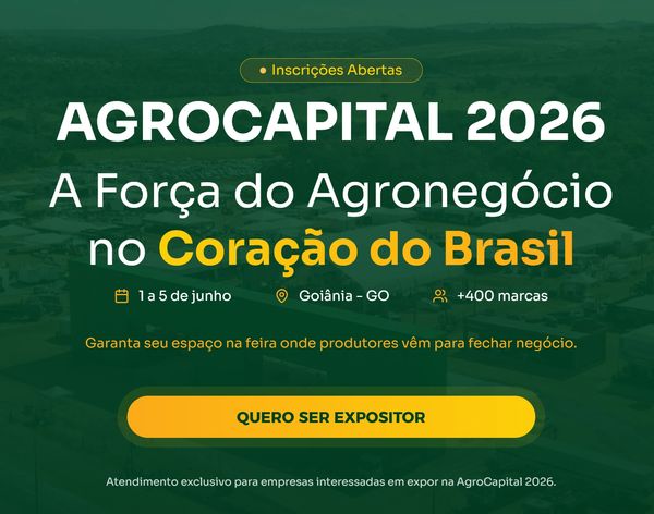 AgroCapital 2026 event promoting agribusiness in Brazil from June 1-5 in Goiânia.