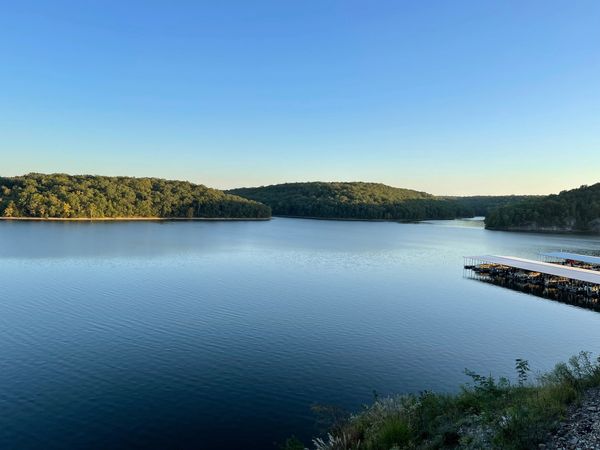 A blue lake on a sunny day