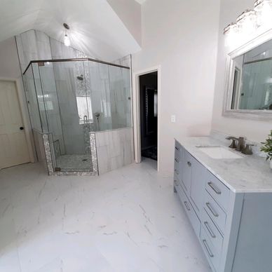 Custom shower and vanity installation