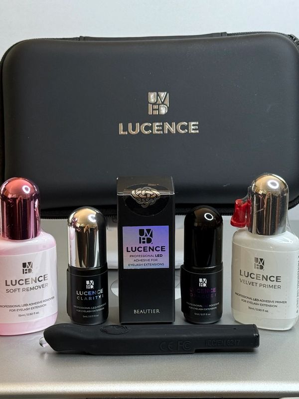 Lucence UV LED Elite Kit Contents: LED device, UV adhesive, Primer, Remover and Carry Case