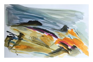 Autumn Pools - acrylic inks on paper - 70 x 49 cms