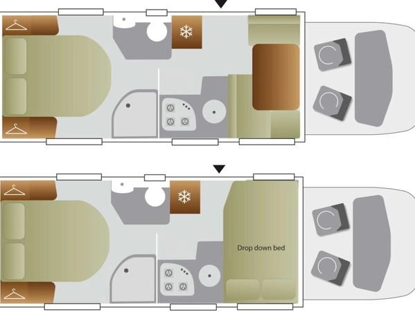 Sleeping layout of interior. 