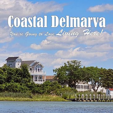 Scenic waterfront view with coastal homes and welcoming text