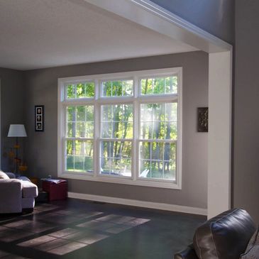 quality window replacement; triple unit with transom installation. 