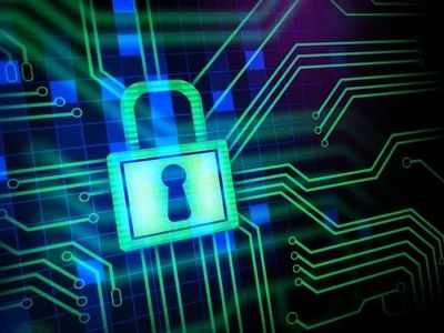 Digital padlock symbolizing cybersecurity and data protection.
