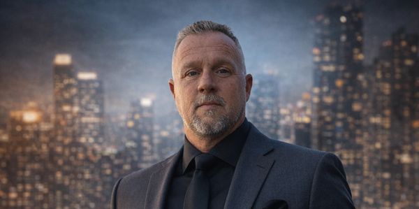 Rev. James Emery, business leader, author, and public speaker, wearing a tailored power suit against