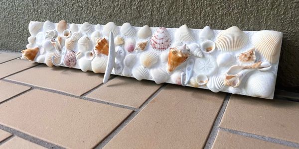 Shell encrusted towel wrack/ towel hanger 