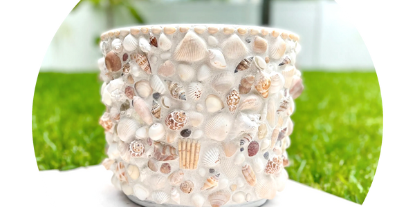 Shell encrusted planter large