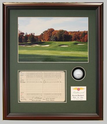 custom framed golf course photo scorecard and ball display sports memorabilia framing