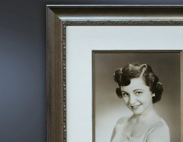 custom framed vintage portrait photograph of woman with classic matting and frame