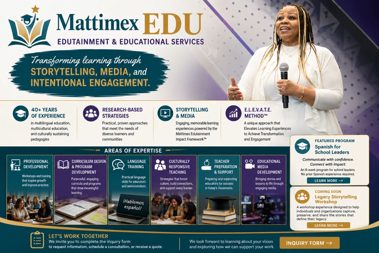 Mattimex EDU offers storytelling, media, and engagement-driven educational services with 40+ years of experience.