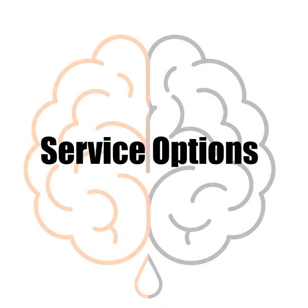 Brain graphic with 'Service Options' text.