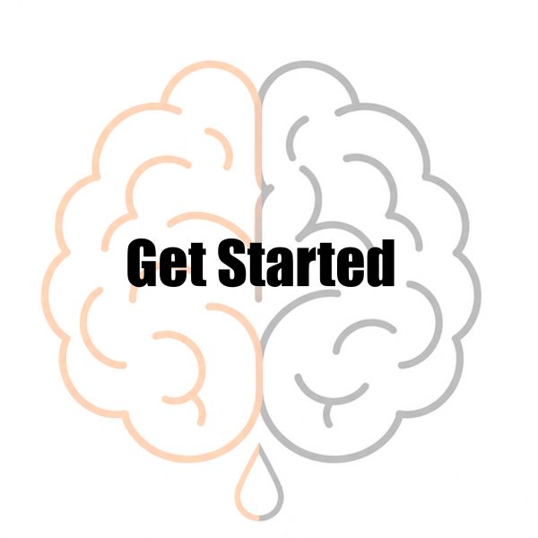 Stylized brain with 'Get Started' text.