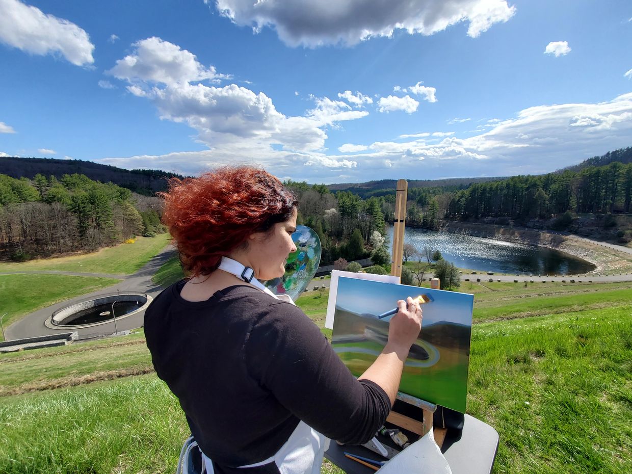 Plein Air painting classes in Connecticut, Live painting classes, paint and sip outdoors.