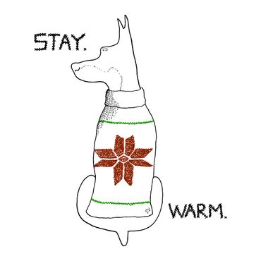 Stay. Warm. Doberman dog command cozy winter line art print Barefoot Canvas