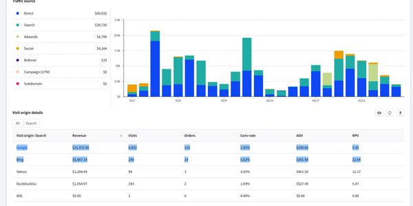 Apex Shift Media Google Analytics reports. Two Thirds of the revenue is search. SEO works. 