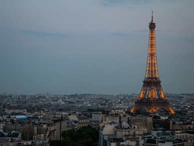 Top view of Eiffel Tower with so many lights